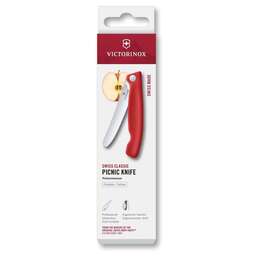 VICTORINOX Нож кухонный Swiss Classic 6.7831.FC1 стальной столовый для овощей лезв.110мм серрейт. заточка красный карт.коробка