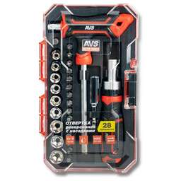 AVS TOOLS Отвертка реверсивная с насадками (28 предметов) AVS ORS28