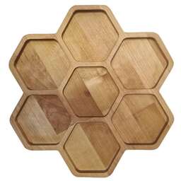 РОССИЯ 370674m Менажница "Соты 7 ячеек" 26,5х28х1,8 см, массив берёзы, покрыта маслом