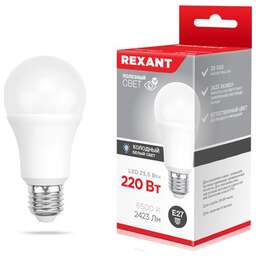 REXANT (604-202) A60 25,5 Вт E27 2423 Лм 6500 K холодный свет