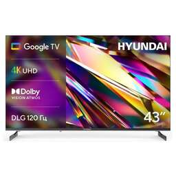 HYUNDAI Телевизор LED 43" H-LED43BU7011 Google TV Frameless Metal черный 4K Ultra HD 60Hz MEMC DVB-T DVB-T2 DVB-C DVB-S DVB-S2 USB WiFi Smart TV