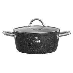 RASHEL Кастрюля R-24465 а/п литая 6,5 л, d=28 см цвет: чёрный гранит