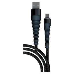 BORASCO Кабель Fishbone, USB Type-C (m) - USB (m), 1м, в оплетке, 3A, черный [38503]