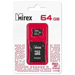 MIREX 64GB microSDXC с SD-адаптером (UHS-I) (13613-AD10SD64)