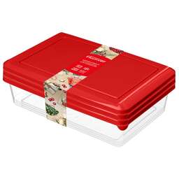 HOMVER Комплект контейнеров для продуктов "Asti" прямоугольных 0,75л х 3 шт. (красный) 223137706/03