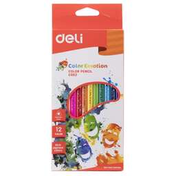 DELI Карандаши Color Emotion EC00200 EC00200, трехгранный, липа, 12 цв., коробка европодвес , 12