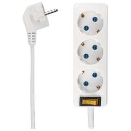 PROCONNECT (11-7213) Удлинитель 3 гнезда, 5 м, 3х0.75 мм2, с/з, с кнопкой, белый