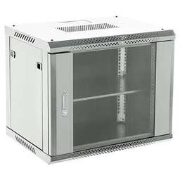 REXANT Шкаф коммутационный (04-1266-111) настенный 12U 600x600мм пер.дв.стекл металл 2 бок.пан. направл.под винты 60кг серый 19кг 230град. 635мм IP20 сталь