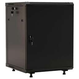 HYPERLINE Шкаф коммутационный (TWB-FC-1266-SR-RAL9004) настенный 12U 600x600мм пер.дв.металл задн.дв.спл.стал.лист 2 бок.пан. направл.под винты 60кг черный 520мм 180град. 650мм IP20 сталь