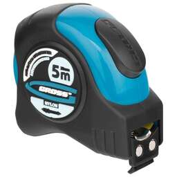 GROSS Рулетка "Schlagfest",5 м x 25 мм,магнитный обрезиненный зацеп,двусторонняя шкала,Нейлоновое покрытие,автоматическая фиксация 31113