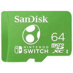SANDISK Карта памяти microSDXC UHS-I Nintendo Switch 64 ГБ, 160 МБ/с, Class 10, SDSQXAO-064G-GN6ZN, 1 шт