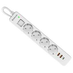 DEFENDER Сетевой фильтр 3м 3*1.5кв.мм 4розетки 16A 230В 2хUSB+Type-C белый DFS 143 99434