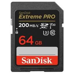 SANDISK Карта памяти Extreme Pro SD UHS I 64GB Card 4K Video DSLR Mirrorless Cameras 200MB s Read 90MB s Write. Цвет: черный