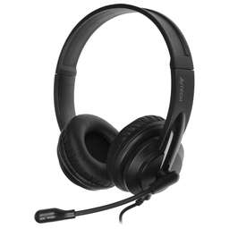 A4TECH Гарнитура HS-10, для контактных центров, накладные, проводные, черный / белый [hs-10/3.5mm plug/black]