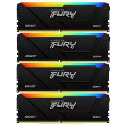 KINGSTON Модуль памяти 32GB DDR4 3200 DIMM FURY Beast RGB Black Gaming Memory Non-ECC, CL16, 1.35V, Heat Shield, Kit (4x8GB), XMP, 1RX8, RTL