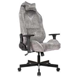 KNIGHT Кресло игровое N1 Fabric серый Light-19 с подголов. крестов. металл
