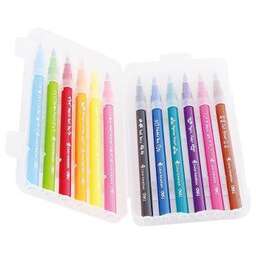 DELI Фломастеры EC10304 Color Emotion кисть смываемые 12цв. пластиковый пенал (12шт.)