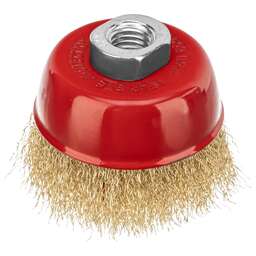 MATRIX Щетка для УШМ, 75 мм, М14, "чашка", латунированная витая проволока//