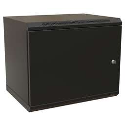 WRLINE Шкаф коммутационный (WR-TW-1245-SR-RAL9004) настенный 12U 600x450мм пер.дв.металл 2 бок.пан. направл.под винты 60кг черный 350мм 650мм IP20 сталь