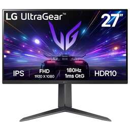 LG 27" Монитор UltraGear 27GS65F-B, 1920x1080, IPS, 180Гц, 1хHDMI, 1хDP, черный [27gs65f-b.aruz]