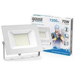 GAUSS Прожектор уличный Elementary светодиодный 70Втбелый (613120370)