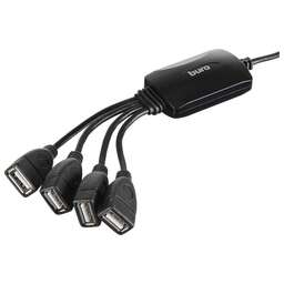 BURO Разветвитель USB 2.0 BU-HUB4-0.3-U2.0-Splitter 4порт. черный