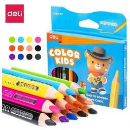 DELI Карандаши цв. EC-134-12 Color Kids трехгран. ассорти 12цв. карт.кор. (12шт) 12 карандашей