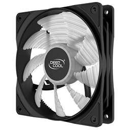 DEEPCOOL Вентилятор для корпуса RF120W (120mm, 1300rpm, 48.9 CFM, 21.9 дБ, Molex, white led, black/white) (DP-FLED-RF120-WH)