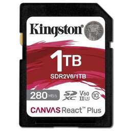 KINGSTON Карта памяти SDXC UHS-II Canvas React Plus 1024 ГБ, 280 МБ/с, Class 10, SDR2V6/1TB, 1 шт., без адаптера