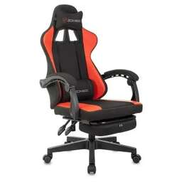 ZOMBIE Кресло игровое Weaver черный/красный ткань/эко.кожа с подголов. крестов. пластик подст.для ног пластик черный