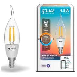 GAUSS Умная лампа IoT Smart Home E14 4.5Вт 495lm Wi-Fi (упак.:1шт) (1280112)