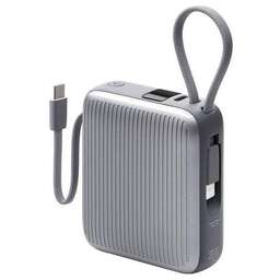 DEPPA Внешний аккумулятор (Power Bank) NRG Turbo Cable, 10000мAч, графит/серый [33699]