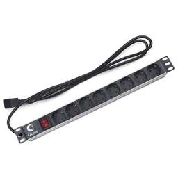 CABEUS Блок распределения питания PDU-8P-2IEC, горизонт.размещ., SchukoХ8, Тип вход. тока 10A, 2м
