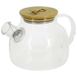 POMI D'ORO P250087 Neri Чайник заварочный стеклянный с фильтром-пружиной и бамбуковой крышкой, 1000мл