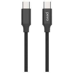 PERO Кабель DC-05, USB Type-C (m) - USB Type-C (m), 1м, в оплетке, 3A, черный [prdc-05tctc1mb]