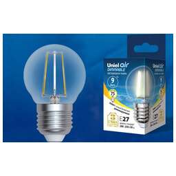 UNIEL (UL-00005193) LED-G45-9W/3000K/E27/CL/DIM GLA01TR