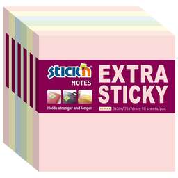 STICK`N Блок самоклеящийся бумажный Extra Sticky 21659 76x76мм 90лист. 70г/м2 пастель ассорти (упак.:6шт)