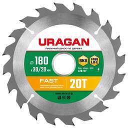 URAGAN Диск пильный по дер. Fast (36800-180-30-20_Z01) d=180мм d(посад.)=30мм (циркулярные пилы)