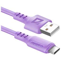 DEFENDER (87106VIO) F207 TypeC 1м,2.4А,силикон, фиолетовый