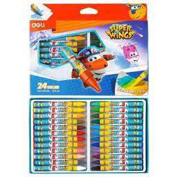 DELI Восковые мелки EC21020 Super Wings 24цв. картон.кор./европод