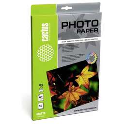 CACTUS Фотобумага CS-MA419050 A4/190г/м2/50л./белый матовое для струйной печати